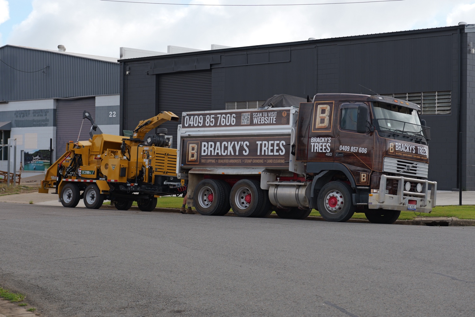 Bracky’s Trees truck and 2100 wood chipper